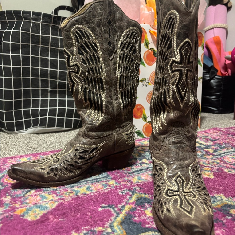 Corral Sequin Wings and Cross Boots